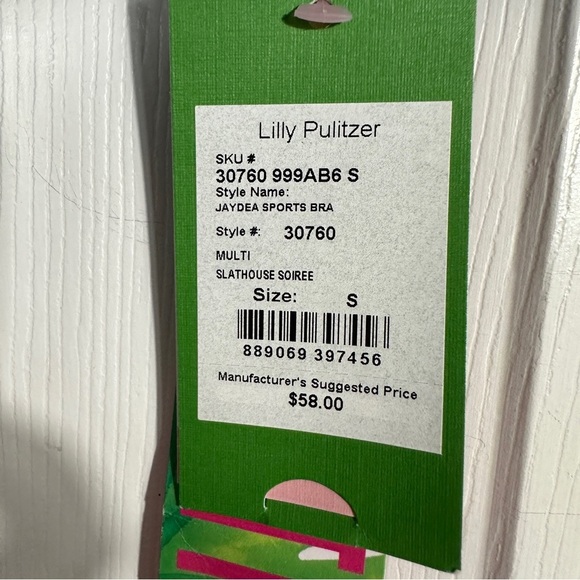 NWT Lilly Pulitzer Luxletic Jaydea sports bra, "Slathouse Soiree" pattern, sz S - Picture 2 of 8